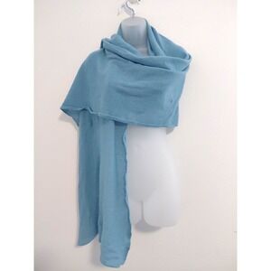 Knit Scarf Wrap Portoland VTG Blue Lightweight Lambswool Angora Cozy Chic Boho